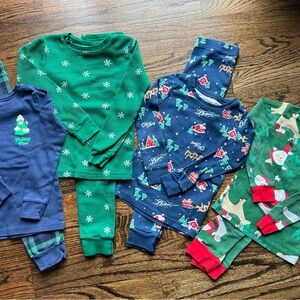 Festive Kids Pajama Set - Green and Blue